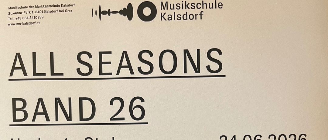 Plakat für Band 26 bei Herberts Stuben, Feldkirchen, am 24.06.2026 um 18.00 Uhr. Es zeigt einen Musiker mit Gitarre. Der Text hebt ein jährliches Band-Projekt hervor, das Pop- und Rockklassiker präsentiert.