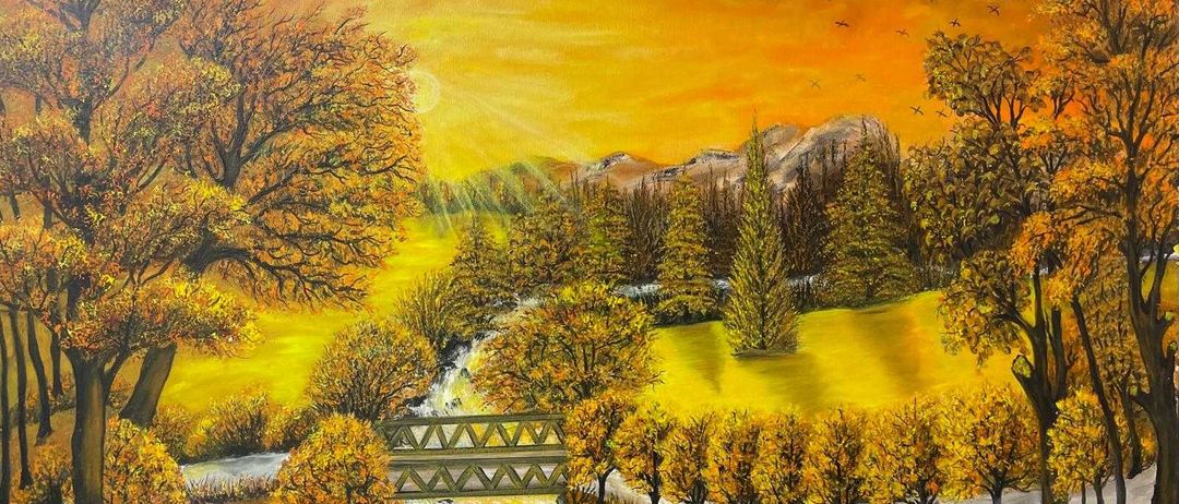 Landscape, Nature, Outdoors, Scenery, Art, Painting, Plant, Tree, Vegetation, Autumn