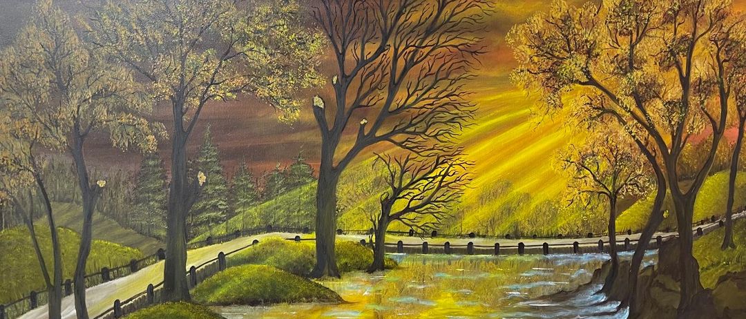 Landscape, Nature, Outdoors, Scenery, Art, Painting, Vegetation, Grass, Tree, Path