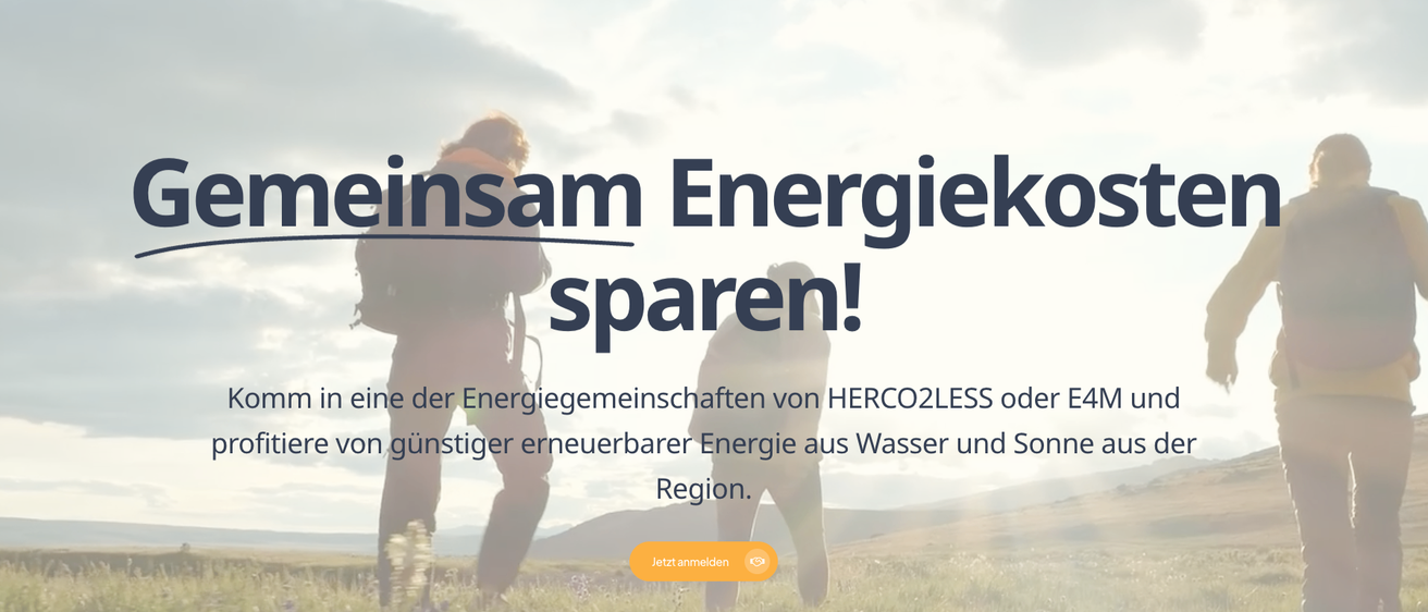 Gemeinsam können wir Energie sparen. Energiegemeinschaften von HERCO2LESS bieten nachhaltige erneuerbare Energie aus Wasser und Region. Melden Sie sich jetzt an.