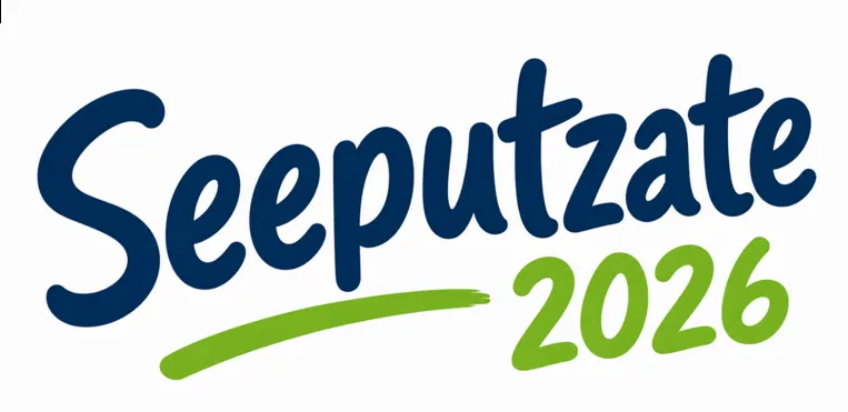 Das Logo für Seeputzate 2026 mit blauem Text und einer grünen Linie.