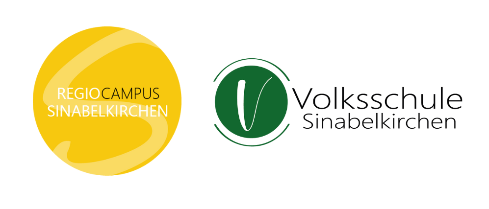 Das Bild zeigt Logos für Regiocampus und Volksschule Sinabelkirchen, beide auf einem weißen Hintergrund platziert.