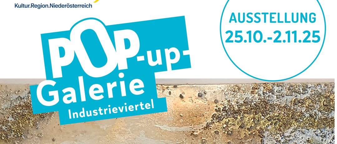 Ein POP-up Galerie Poster mit einem strukturierten Bild in Gold- und Grautönen. Der Text '25.10.-2.11.25' ist prominent angezeigt. Das Bild ist vom 25. Oktober bis 2. November 2025 datiert.