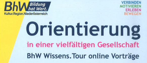 Ein Bild zeigt einen Zeitplan für Online-Vorträge von BhW Wissens. Tour. Termine sind der 7., 16., 21. Oktober und 4., 11., 18. November 2025. Themen reichen von Zukunftstechnologien bis zur Burnout-Prävention. Jeder Vortrag ist von 19:00 bis 20:00 Uhr per Zoom geplant. Die Anmeldung erfolgt unter www.bhw-n.eu/anmeldung.