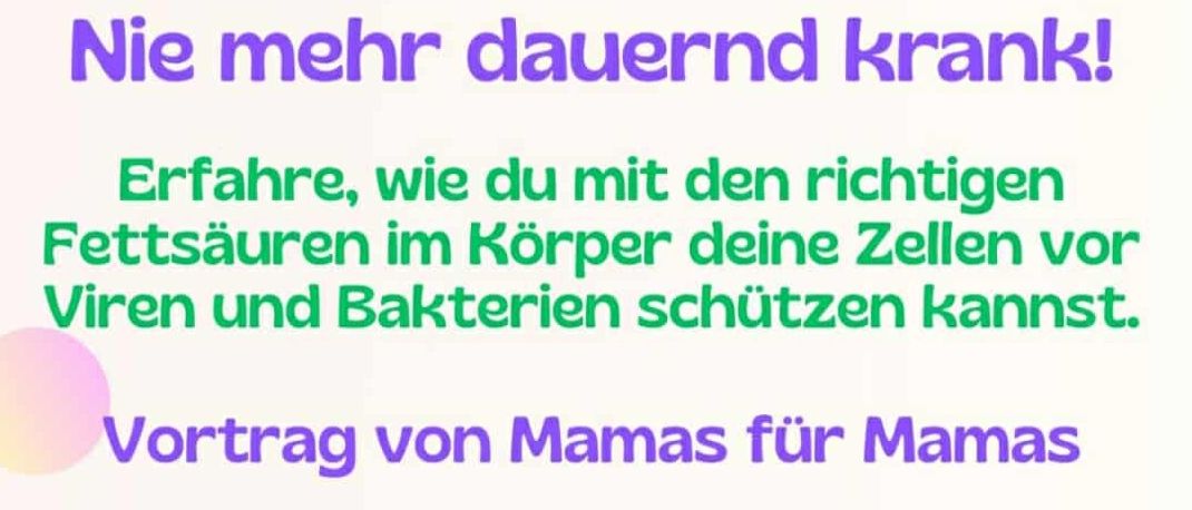 Werbeplakat für einen Vortrag von Müttern für Mütter über Fettsäuren, geplant für Dienstag, den 11. November, von 14:30 bis 16:30 im Im Lineli, Kinderhaus, Kluehufgasse 3, 2721 Bad Fischau. Das Bild zeigt eine Mutter und ein Kind in Winterkleidung.