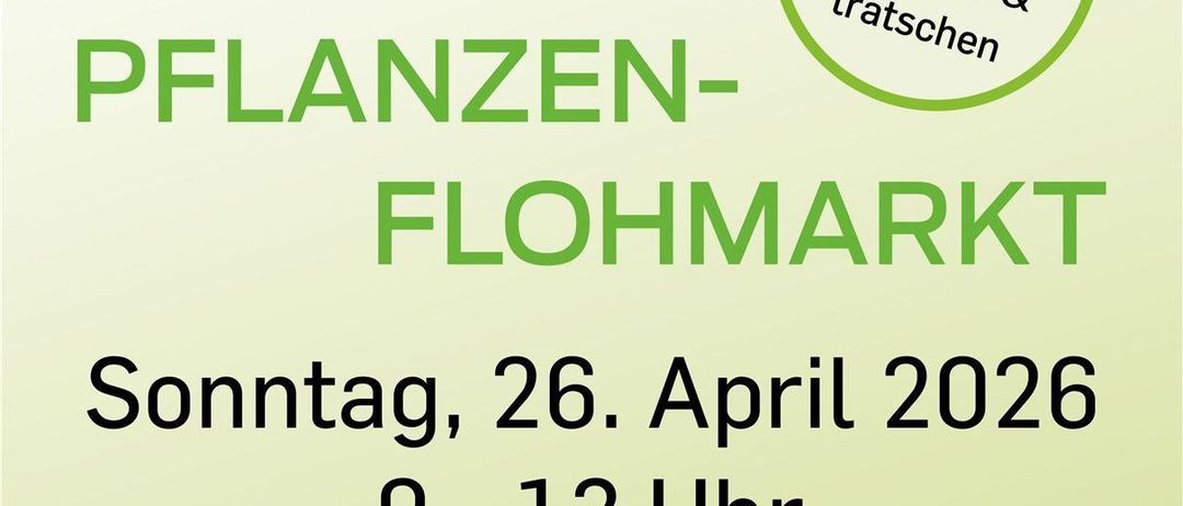 Poster for plant market on Sunday, April 26, 2026, from 9 to 13 at Theodor Wichmann Gasse 10, 2721 Bad Fischau-Brunn. Honey sale by beekeepers, surprise gift for children, coffee, and cake.