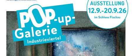 Ein Plakat für eine Pop-up-Galerie-Veranstaltung mit einer Aquarellmalerei einer Frau, die am Fenster sitzt, mit einer Kerze vor ihr, und Textüberlagerungen, die die Veranstaltungsdaten und den Ort angeben.
