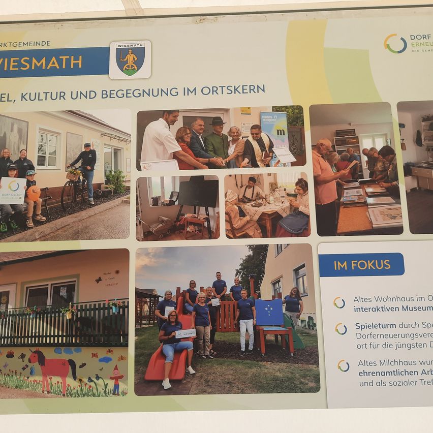 Eine Collage von Fotos zeigt die Umwandlung eines Wohnhauses in ein interaktives Museum, mit einer Eröffnungszeremonie und einer Wandmalerei.