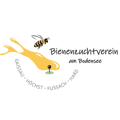 Eine Biene ist auf einer Karte mit einem Pin im Bodenseegebiet, umgeben von den Namen Gaißau, Höchst, Fussach und Hard.