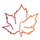 Ahornkaser - Patrick Walser-Logo. Ein stilisiertes rotes Ahornblatt vor schwarzem Hintergrund. Das Blatt ist in einem Farbverlauf von Rot zu Orange umrandet.