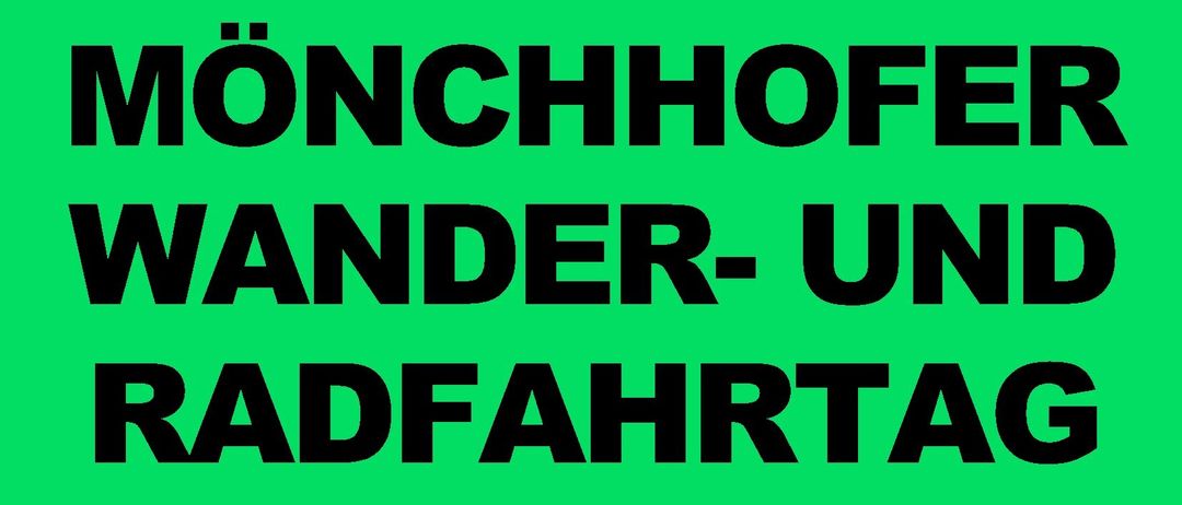 Grünes Plakat, das den Wander- und Radfahrtag am 24. August 2025 ankündigt. Die Veranstaltung beginnt um 7:30 Uhr und endet um 11:00 Uhr. Frühes Einkaufen ist bis 15:00 Uhr möglich. Der Veranstaltungsort ist das Vereinshaus Sandhöhe. Wanderstrecken sind 6,5 bzw. 12 Kilometer.