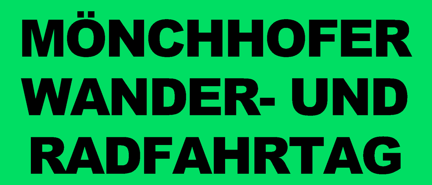 Ein grünes Plakat mit weißem Text kündigt eine Wander- und Radfahrtag am 23.08.2026 an. Die Veranstaltung beginnt um 7:00 Uhr und endet um 15:00 Uhr, mit frühem Einkaufen bis 15:00 Uhr. Der Veranstaltungsort ist Vereinshaus Sandhöhe. Die Wanderstrecke beträgt 6,3 km und die Radstrecke 12,2 km.