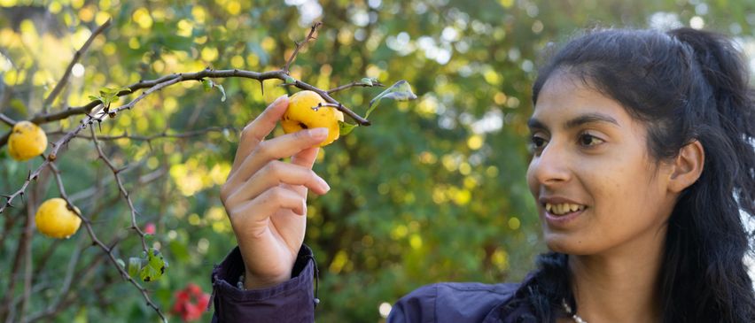 Bild enthält, Finger, Person, Food, Fruit, Produce, Face, Head, Grapefruit, Necklace, Pear