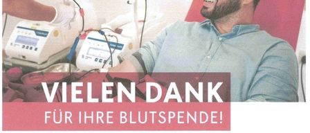 A poster for a blood donation event shows a man smiling while donating blood. The event is organized by the Austrian Red Cross. The date is March 23, 2026.