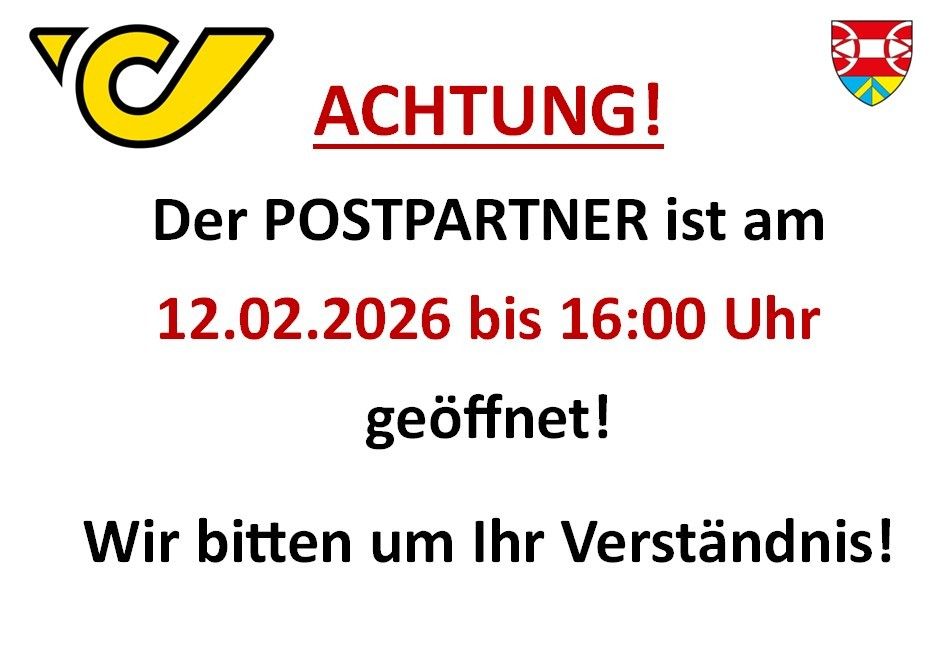Attention! The POSTPARTNER is open until 4:00 PM on 12.02.2026. We ask for your understanding.