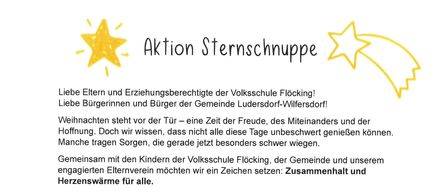 Liebe Eltern und Erziehungsberechtigte der Volksschule Flocking! Liebe Bürgerinnen und Bürger der Gemeinde Ludersdorf-Wilfersdorf! Weihnachten steht vor der Tür - eine Zeit der Freude, des Miteinanders und der Hoffnung. Doch wir wissen, dass nicht alle diese Tage unbeschwert genießen können. Manche tragen Sorgen, die gerade jetzt besonders schwer wiegen. Gemeinsam mit den Kindern der Volksschule Flocking, der Gemeinde und unserem engagierten Elternverein möchten wir ein Zeichen setzen: Zusammenhalt und Herzenswärme für alle.