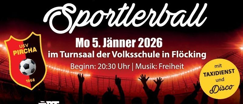 Plakat für eine Sportveranstaltung am 5. Januar 2026 mit Fußballball und jubelnder Menge. Musik von Freiheit.