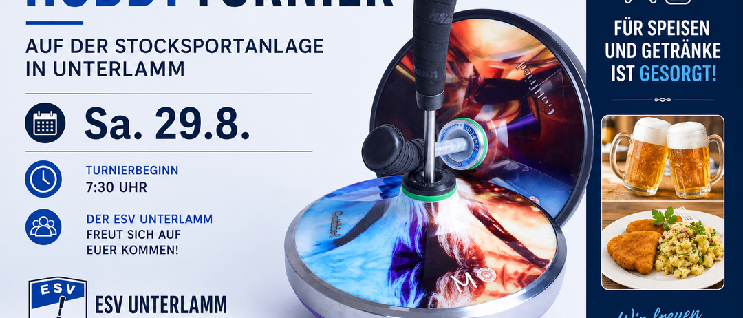Eine Werbung für eine Klettersportanlage in Unterlamm, Deutschland. Das Bild zeigt eine farbenfrohe rotierende Scheibe mit einem Griff, vor einem weißen Hintergrund. Das Datum 29.8. ist prominent angezeigt.