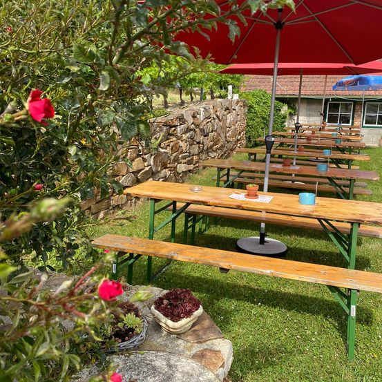 Interior Design, Backyard, Potted Plant, Patio, Wood, Table, Grass, Garden, Porch, Patio Umbrella