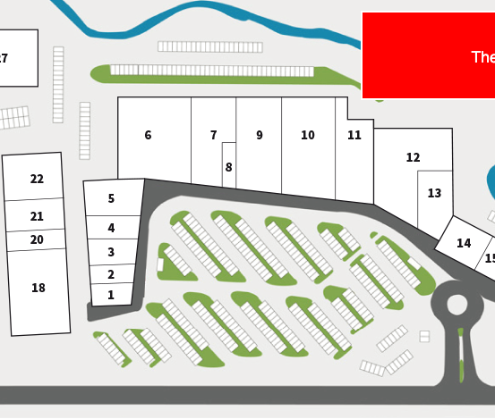 Ein Grundriss zeigt eine Reihe nummerierter Bereiche, 'The Italian' ist oben rechts beschriftet. Die Bereiche sind von 1 bis 17 nummeriert, wobei einige Zahlen fehlen.