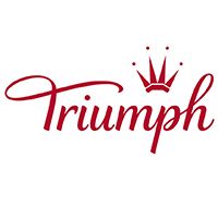 Das Wort 'Triumph' ist in rotem, stilisiertem Schriftstil mit einer Krone darüber geschrieben, wahrscheinlich als Marken- oder Logo-Darstellung.