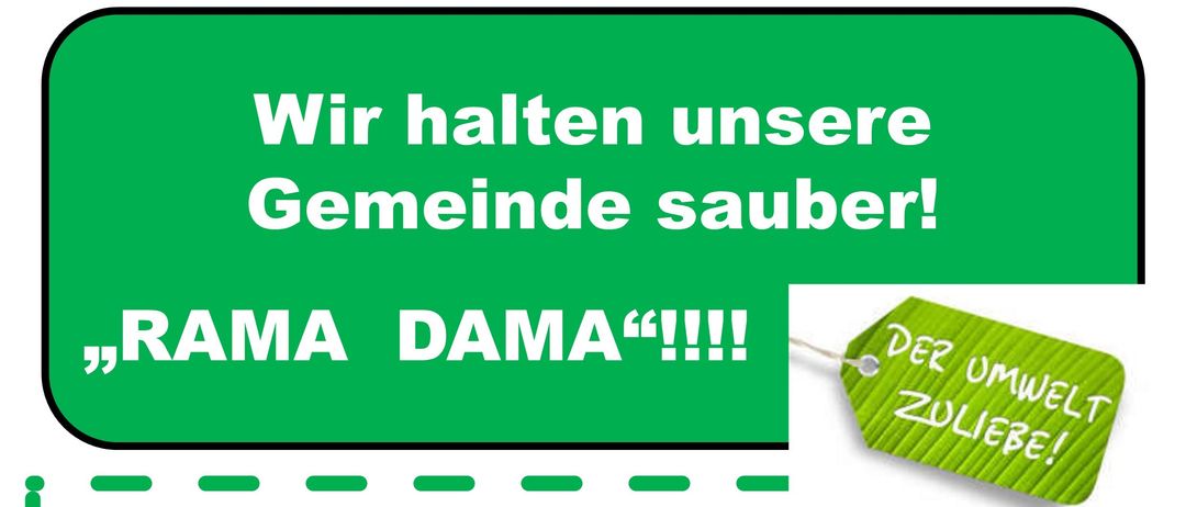 Plakat für eine Gemeinde-Säuberungsaktion. Datum: 11.04.2026. Zeit: 9:00 Uhr. Orte: Neuhoidis-Markt, Althodi-Feuerwehrhaus. Einladung für alle Gemeindemitglieder, Vereine. Gefolgt von einer kleinen Feier am Neuhoidis-Sportplatz.