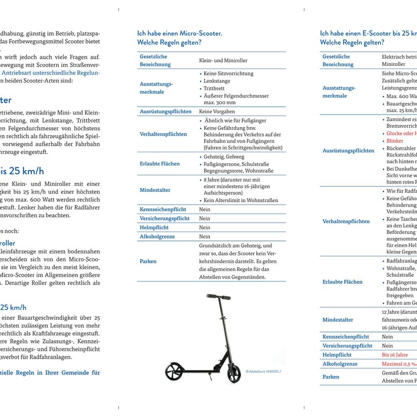 Das Bild zeigt Vorschriften für einen Scooter mit einer Höchstgeschwindigkeit von 25 km/h. Es enthält Regeln für Fahrer, Passagiere und Alkoholkonsum. Das Bild enthält auch Informationen zu den Abmessungen, Gewicht und Sicherheitsmerkmalen des Fahrzeugs.