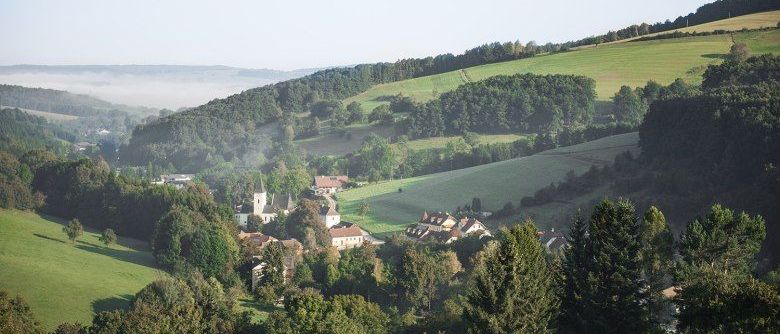 Bild enthält, Nature, Outdoors, Tree, Countryside, Landscape, Scenery, Pasture, Rural, Building, Village