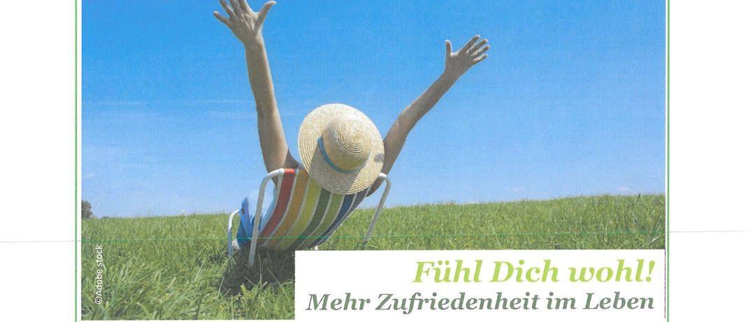 Ein Veranstaltungsplakat für 'Fühl Dich wohl!' zeigt eine Person in einem Stuhl im Freien, Arme erhoben. Datum: Montag, 17. November 2025, 19-20:30 Uhr. Robert Gurtler von Styria Vitalis gibt Tipps zur Stärkung der psychischen Widerstandskraft.