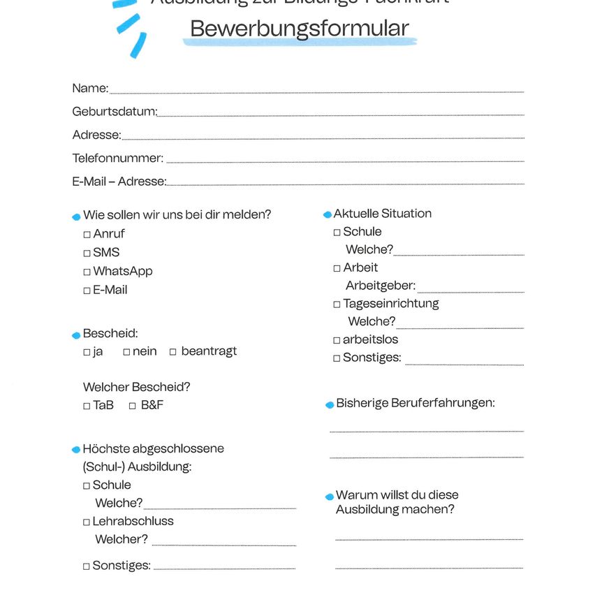 The image shows a form for job applications. It asks for personal details like name, date of birth, address, contact number, and email. It also inquires about preferred communication methods, employment status, and previous job experience.