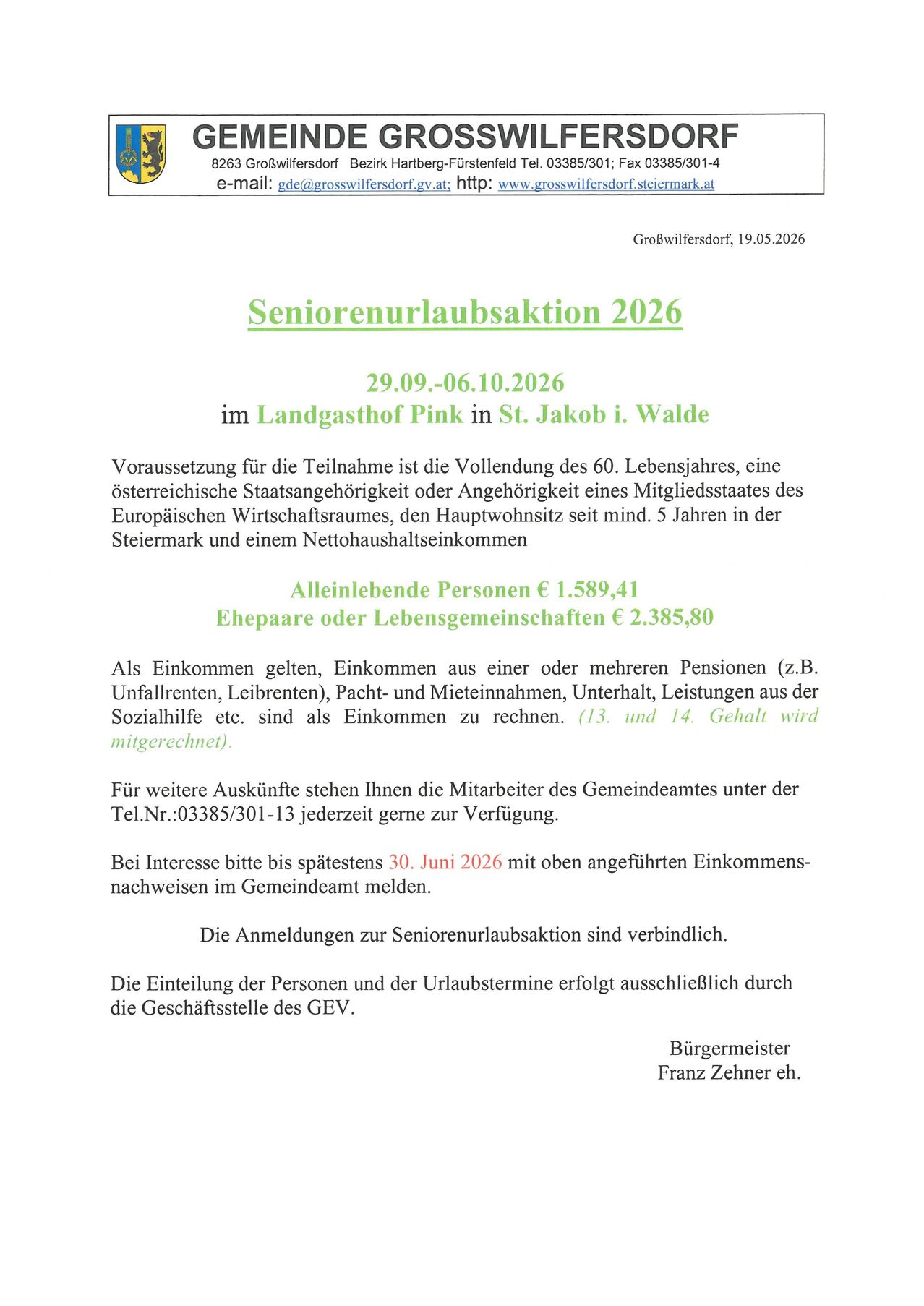 Seniorenrente 2026. Antragsfrist: 29.09. bis 06.10.2026. Voraussetzungen sind das Erreichen des 60. Lebensjahres, österreichische Staatsangehörigkeit oder Mitgliedschaft im EU-Raum. Einkommen muss unter bestimmten Schwellen liegen.