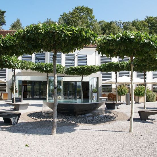 Bild enthält, Door, Bench, Furniture, Indoors, Interior Design, Plant, City, Urban, Hot Tub, Tub