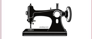 Das Bild zeigt eine Schwarz-Weiß-Illustration einer Nähmaschine. Darunter sind die Worte 'Service & Reparatur' deutlich sichtbar, gefolgt von einem deutschen Text, der besagt, dass sie ein sofortiger Servicepunkt für Nähmaschinenservice und -reparaturen sind.