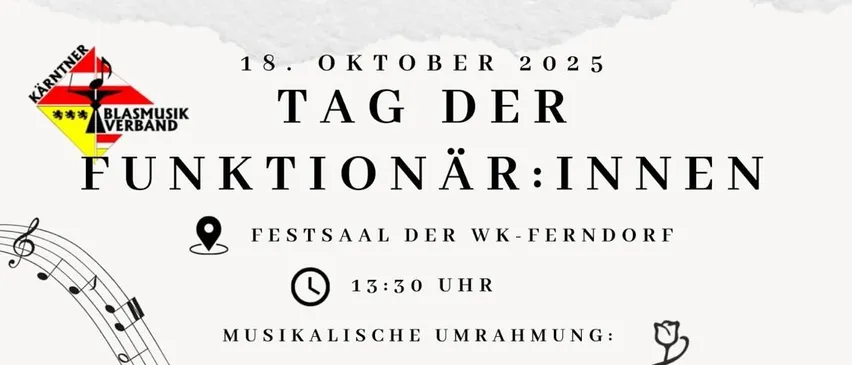 Ein Veranstaltungsposter für das Tag der Funktionäre:innen Festival am 18. Oktober 2025. Es zeigt ein Close-up eines Saxophons und ein Logo. Das Datum ist prominent angezeigt.