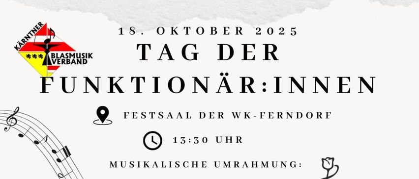 Ein Veranstaltungsposter für das Tag der Funktionäre:innen Festival am 18. Oktober 2025. Es zeigt ein Close-up eines Saxophons und ein Logo. Das Datum ist prominent angezeigt.