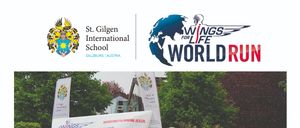 Eine Gruppe von Menschen, die an einem Marathon teilnehmen und für diejenigen laufen, die es nicht können. Anmelde- und Teilnahmedetails werden auf dem Plakat angezeigt.