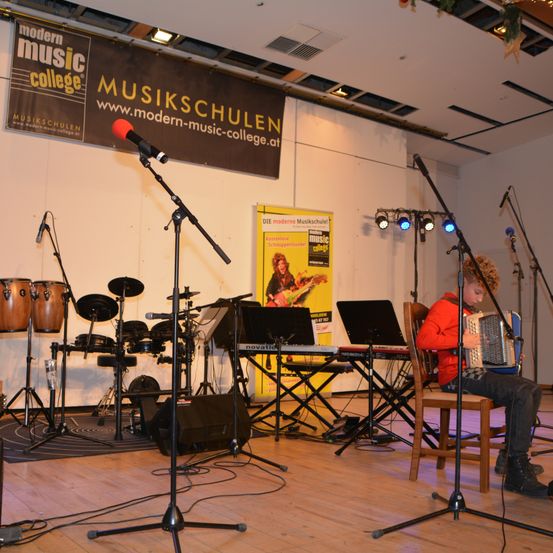 Bild enthält, Microphone, Group Performance, Music Band, Musician, Person, Stage, Concert, Chair, Floor, Flooring