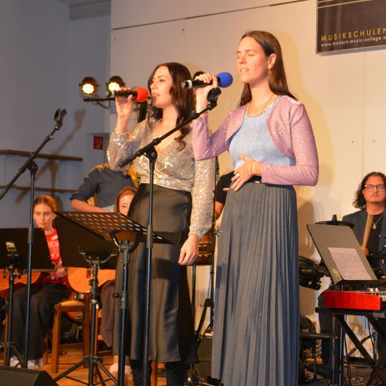 Bild enthält, Adult, Female, Person, Woman, Microphone, Concert, Group Performance, Glasses, Music Band, Face