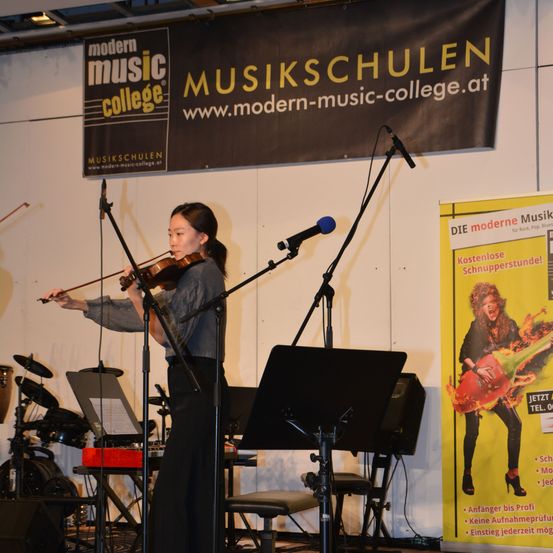 Bild enthält, Concert, Person, Microphone, Adult, Male, Man, Female, Woman, Group Performance, Violin