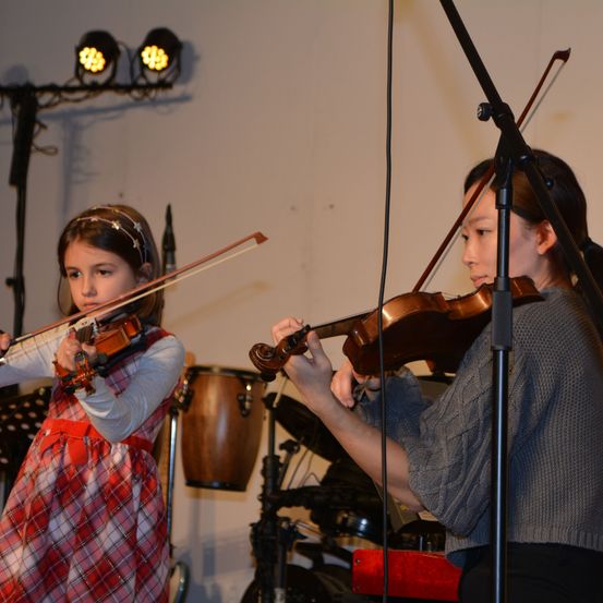 Bild enthält, Musical Instrument, Violin, Person, Piano, Adult, Female, Woman, Face, Wheel, Group Performance