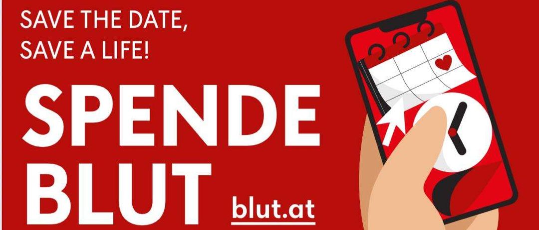 Plakat für Blutspende-Veranstaltung am 29. November 2025, Markt Piesting NO Mittelschule. Zeiten: 9:00-11:30 Uhr und 12:30-14:30 Uhr. QR-Code für Terminbuchung. Kontakt: bluat.at - 0800/190190.
