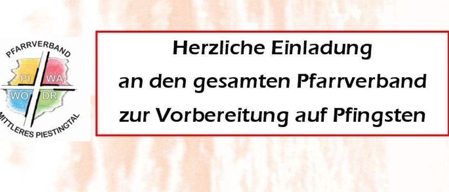 Plakat für 'Novene'-Veranstaltung an verschiedenen Terminen im Mai. Es enthält Daten und Zeiten für die Veranstaltung. Oben befindet sich ein Logo für 'Mitteleres Piesting'.
