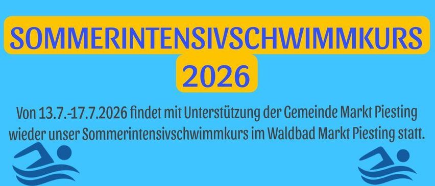 Der Sommerintensive Schwimmkurs 2026 findet mit Unterstützung der Gemeinde im Waldbad Markt Piesting statt. Schwimmer haben die Möglichkeit, ihre Technik zu verbessern. Anfänger lernen grundlegende Schwimmfähigkeiten.