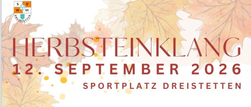 Plakat für das Herdstellinkland-Event am 12. September 2026 im Sportplatz Dreistetten. Beginn um 16 Uhr mit Feuerflecken ab 17 Uhr und Dämmershoppen ab 18 Uhr mit Tanzl & Wirtshausmusik.