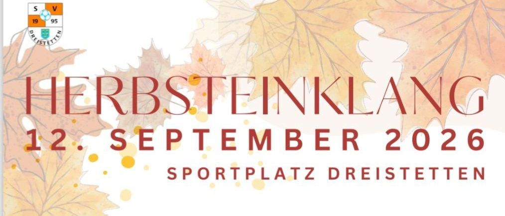 Plakat für das Herdstellinkland-Event am 12. September 2026 im Sportplatz Dreistetten. Beginn um 16 Uhr mit Feuerflecken ab 17 Uhr und Dämmershoppen ab 18 Uhr mit Tanzl & Wirtshausmusik.