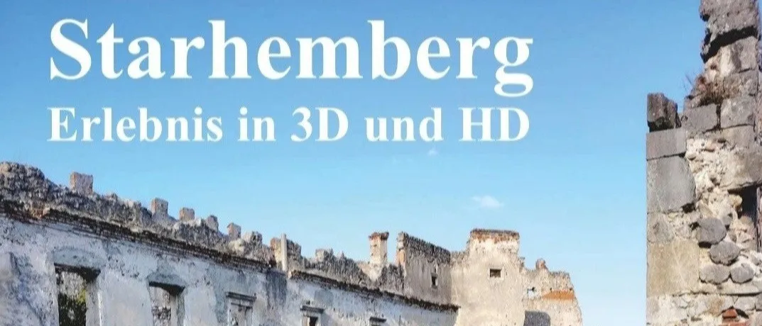Ein Werbeplakat für eine Veranstaltung auf der Burg Starhemberg, mit einem 3D- und HD-Erlebnis, am 17. Oktober 2026 um 19:30 Uhr.