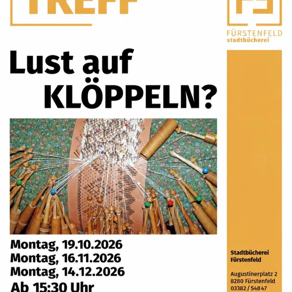 Poster advertising a workshop on spinning and weaving with wooden tools. Dates and times are listed.