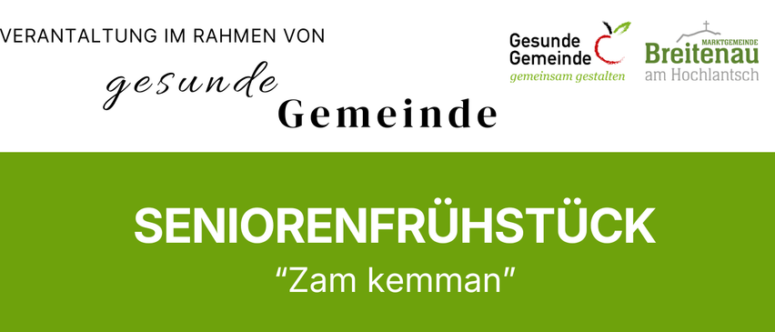 Plakat für ein Seniorenfrühstück am 5. Oktober 2026 von 8:30 bis 10 Uhr bei GH Hochlantsch. Kostenlose Heißgetränke für Senioren. Hausabholung für Personen mit eingeschränkter Mobilität. Anmeldung bei Angelika Posch.