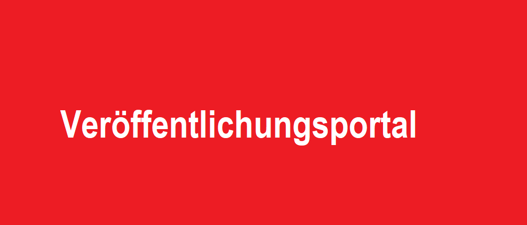 Ein roter Hintergrund mit weissem Text, der 'Veroeffentlichungsportal' besagt.