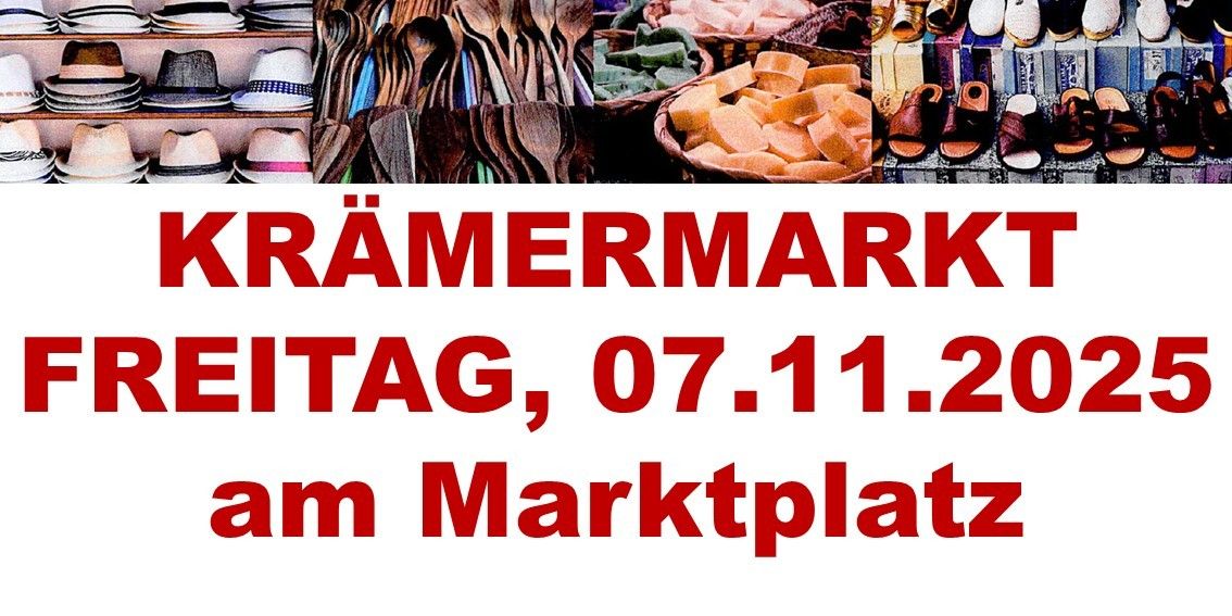 Plakat für einen Markt mit verschiedenen Artikeln wie Hüten, Schuhen und Lebensmitteln. Datum: 07.11.2020, Ort: Marktplatz.